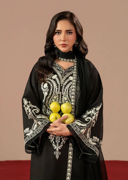 Black Linen Embroidered Kurta Set with Dupatta