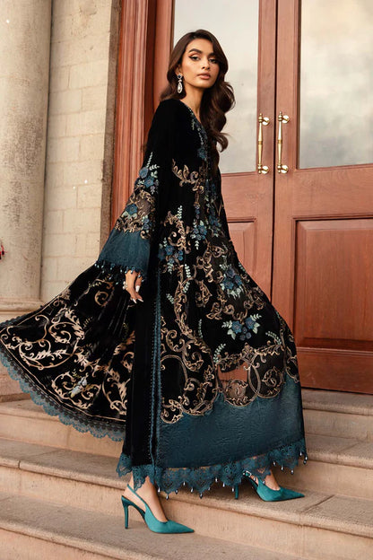 Black Pure Velvet Suit with 3D Work and Velvet Dupatta
