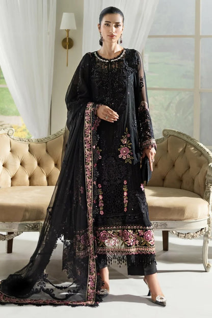 Black Chiffon Suit with Handmade & Cutwork Details