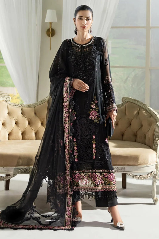 Black Chiffon Suit with Handmade & Cutwork Details