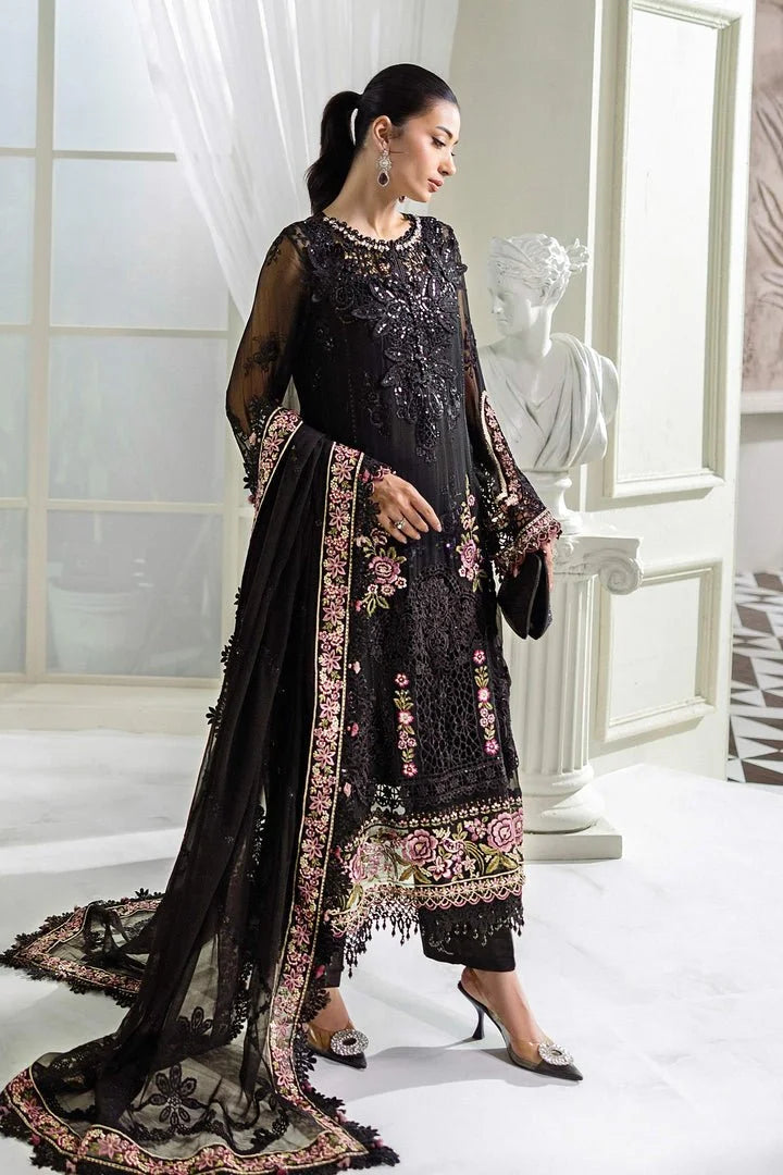Black Chiffon Suit with Handmade & Cutwork Details