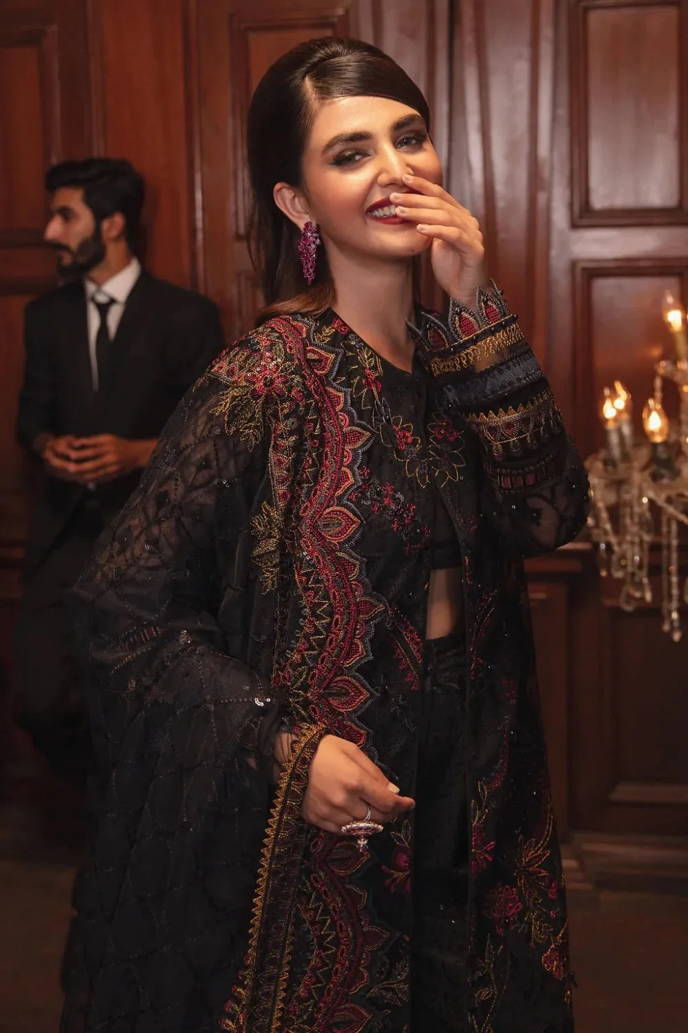 Black Embroidered Suit with Pearl Work