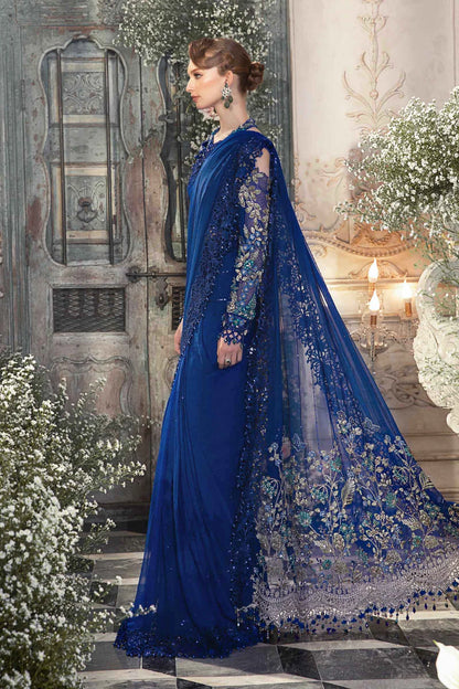 Handmade Blue Chiffon Wedding Saree
