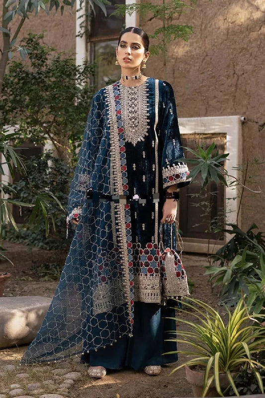 Sapphire Blue Velvet Embroidered Suit