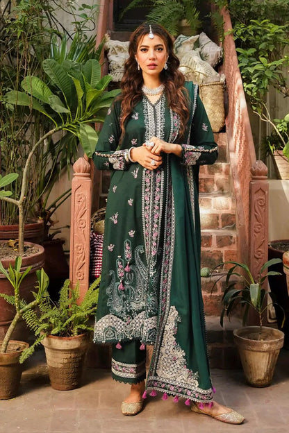 Bottle Green Embroidered Lawn Suit