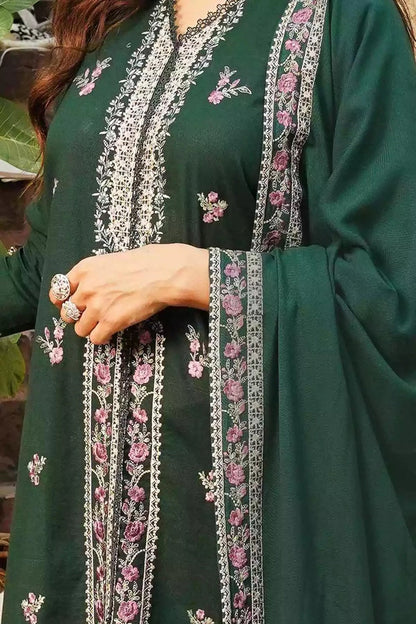 Bottle Green Embroidered Lawn Suit