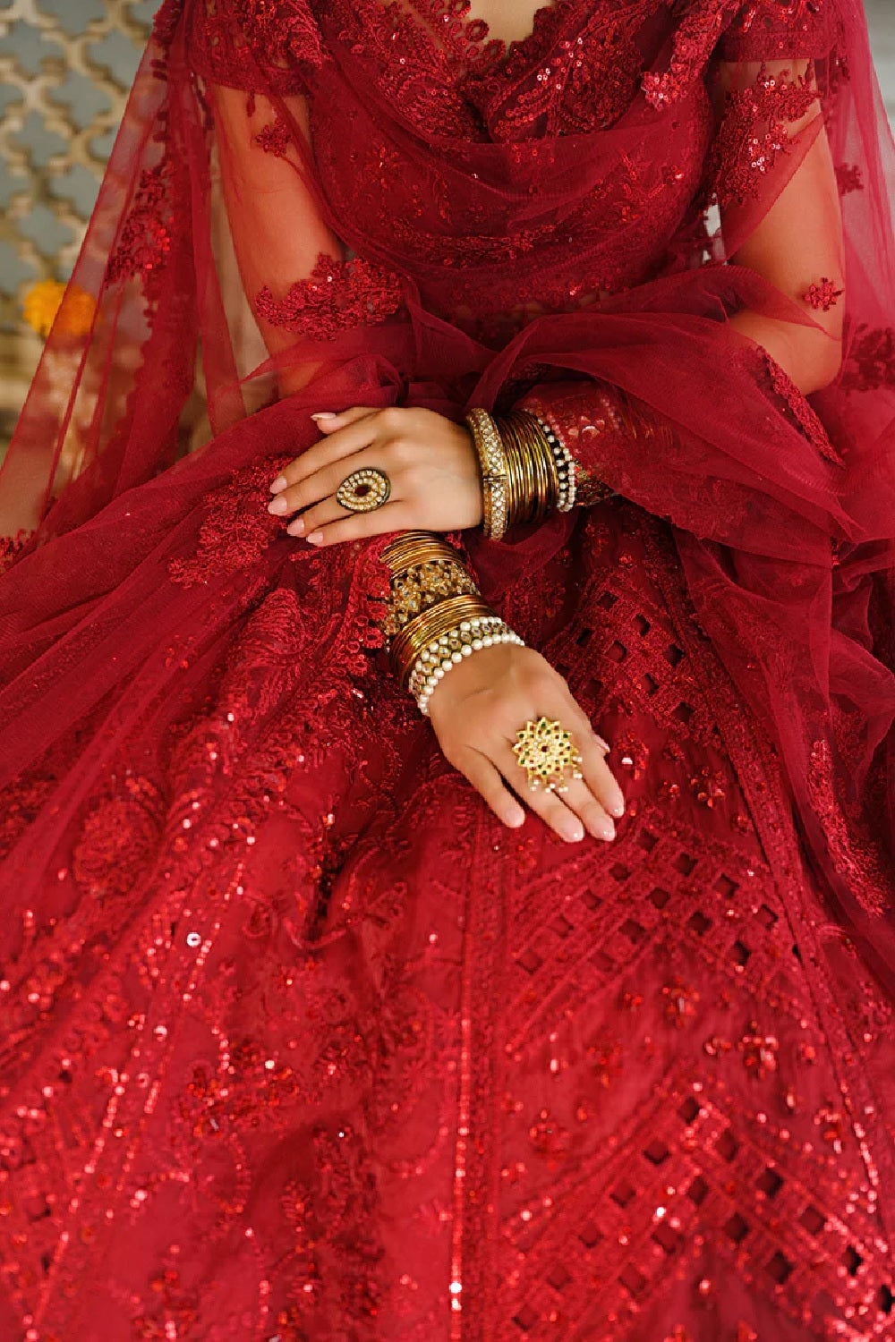 Red Handmade Lehenga Choli / Anarkali