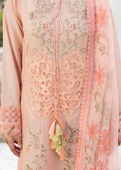 Light Pink Heavy Embroidered Lawn Suit with Organza Patchwork Embroidery