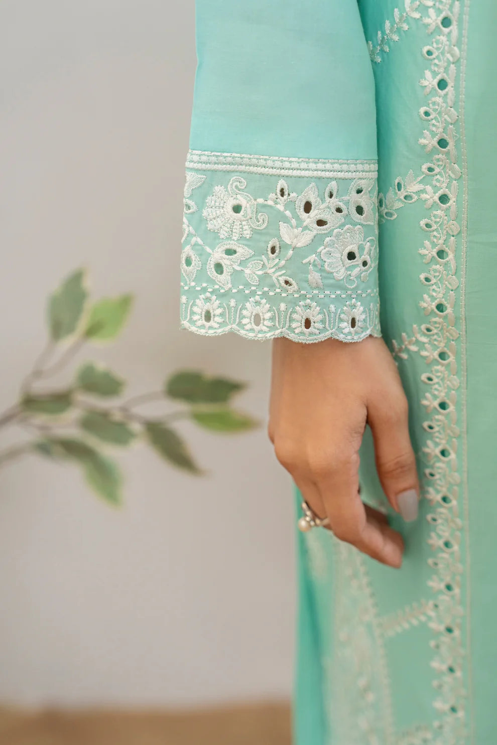 Soft Blue Pure Cotton Chikankari Suit