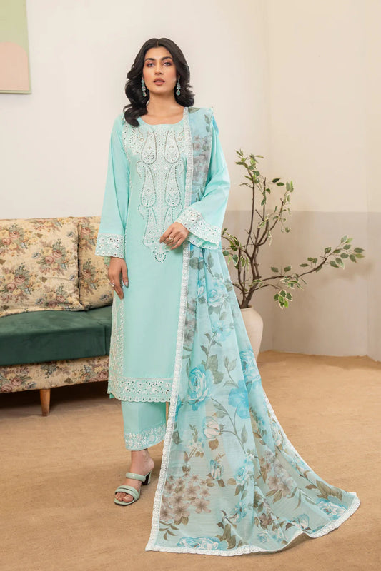 Soft Blue Pure Cotton Chikankari Suit