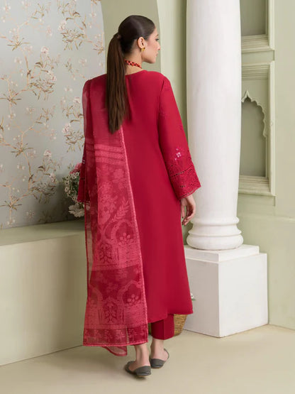 Red Embroidered Cotton Kurta Set with Dupatta