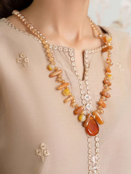 Beige Embroidered Lawn Suit