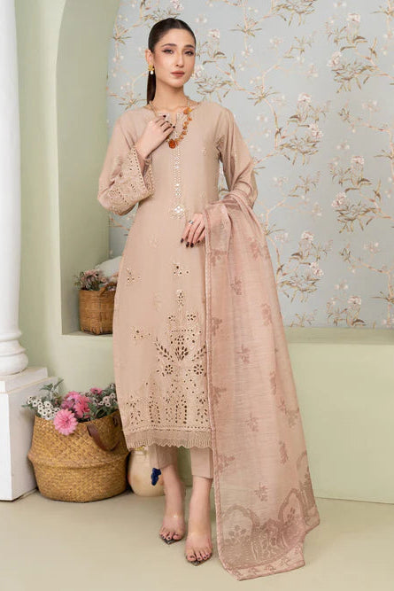Beige Embroidered Lawn Suit