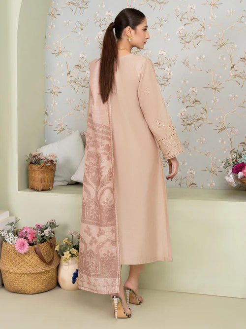 Beige Embroidered Lawn Suit