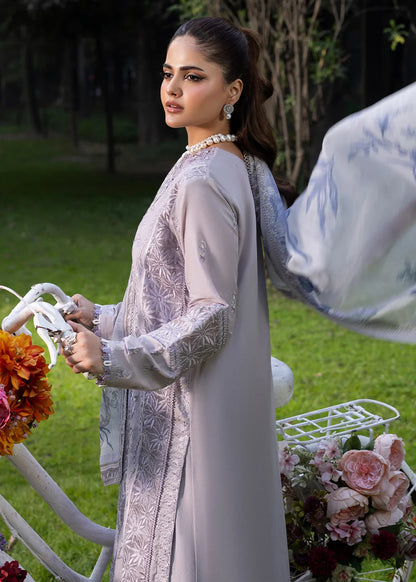 Lilac Lawn Suit with Schiffli Embroidery & Patchwork Details