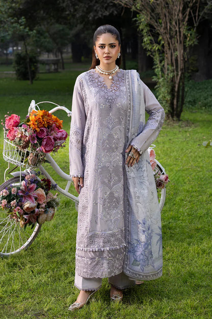 Lilac Lawn Suit with Schiffli Embroidery & Patchwork Details