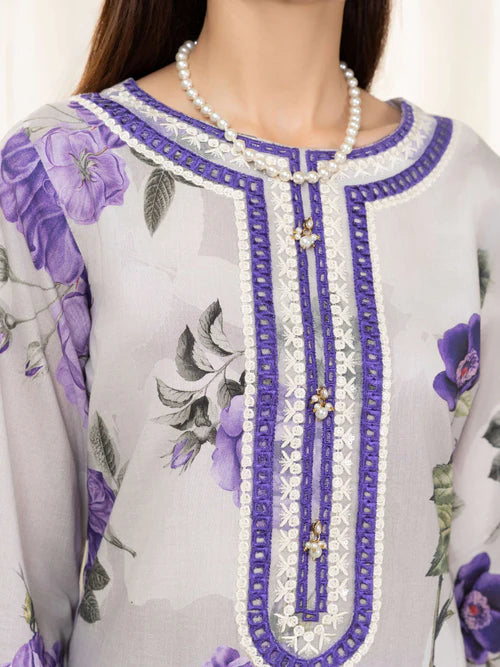 Ash Grey Embroidered Lawn Suit