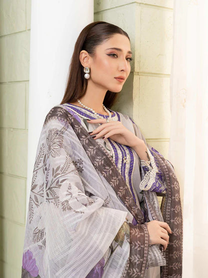 Ash Grey Embroidered Lawn Suit