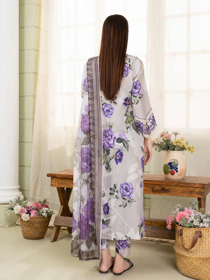 Ash Grey Embroidered Lawn Suit