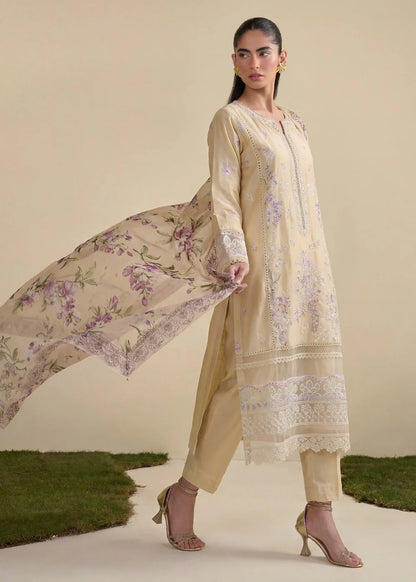 Lemon Embroidered Lawn Kurta Set with Dupatta