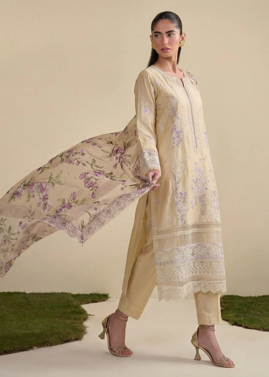 Lemon Embroidered Lawn Kurta Set with Dupatta