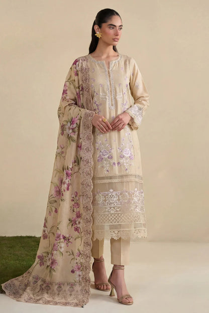 Lemon Embroidered Lawn Kurta Set with Dupatta