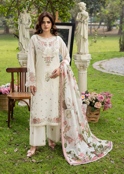 Ivory Lawn Shirt with Organza Patchwork Embroidery