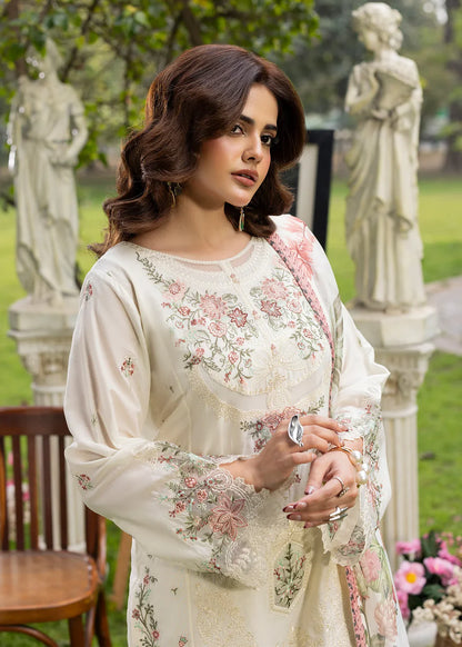 Ivory Lawn Shirt with Organza Patchwork Embroidery