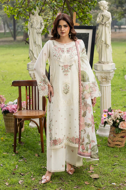 Ivory Lawn Shirt with Organza Patchwork Embroidery
