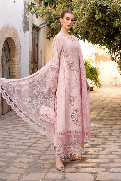 Pastel Pink Chikankari Embroidered Lawn Suit with Laser Cutwork