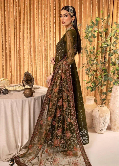Mehendi Brown Chiffon Maxi with Handmade Blouse