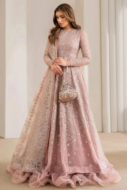 Pastel Pink Pure Chiffon Lehenga Choli / Anarkali