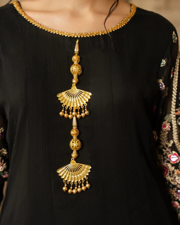 Short Frock & Sharara Set with Tilla & Panni Work