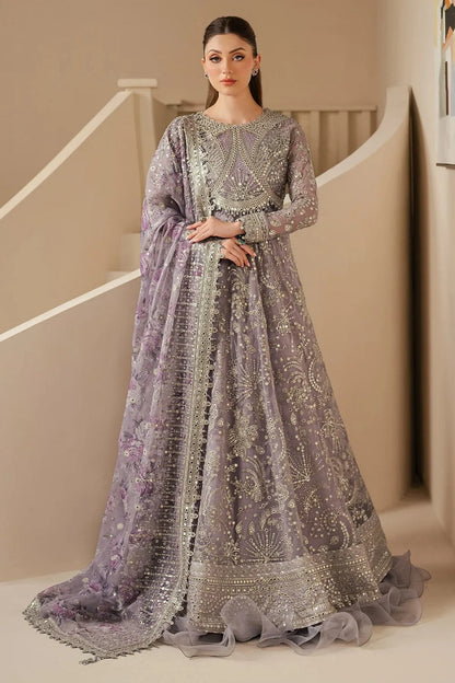 Lilac Pure Chiffon Lehenga Choli / Anarkali Maxi