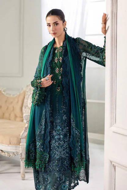 Dark Green Two-Tone Handmade Chiffon Suit