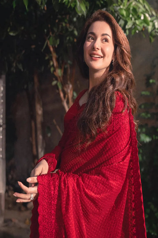 Red Wedding Saree with Handmade Blouse