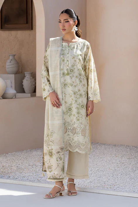 Ivory Printed Chikankari Lawn Kurta Set with Dupatta