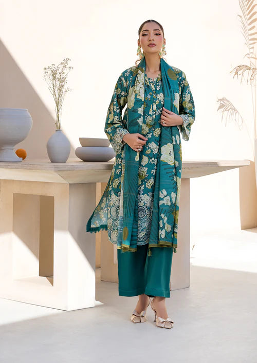 Sea Green Printed Chikankari Lawn Kurta Set with Dupatta
