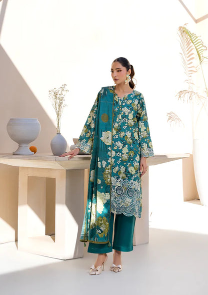 Sea Green Printed Chikankari Lawn Kurta Set with Dupatta