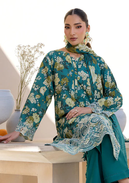 Sea Green Printed Chikankari Lawn Kurta Set with Dupatta