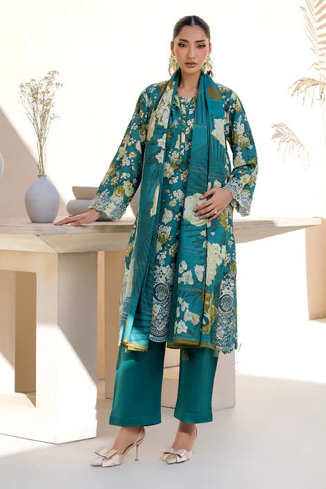 Sea Green Printed Chikankari Lawn Kurta Set with Dupatta