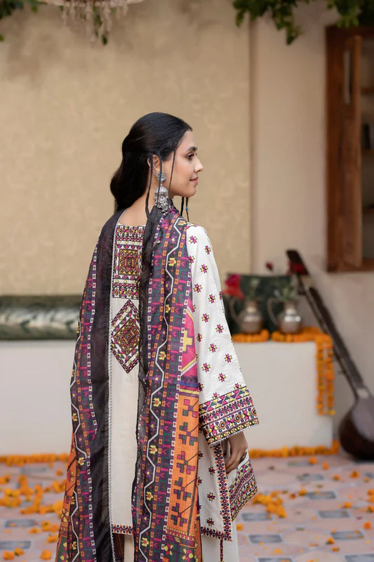 Pearl White Pure Cotton Chikankari Farshi Shalwar Suit