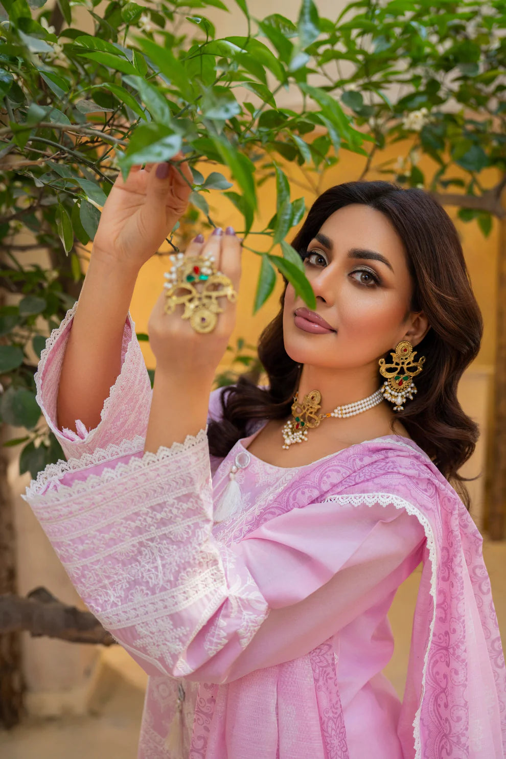 Petal Pink Pure Cotton Chikankari Suit with Long Shirt