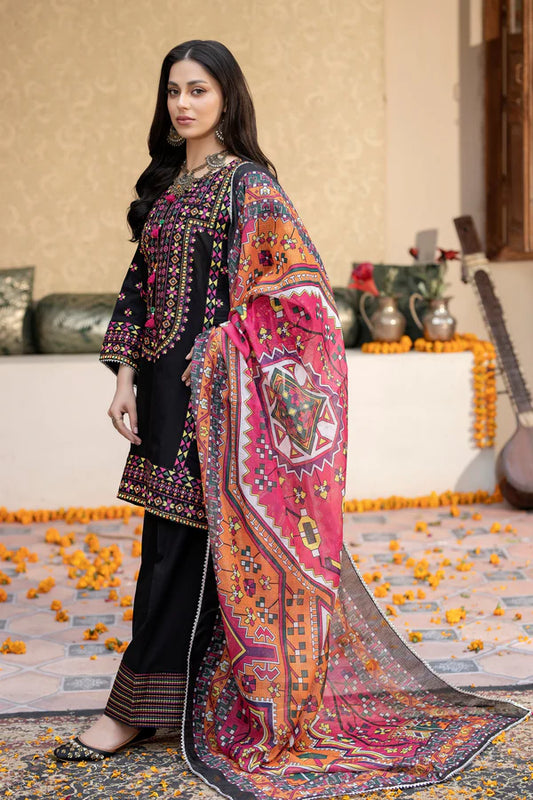 Black Pure Cotton Chikankari Farshi Shalwar Suit