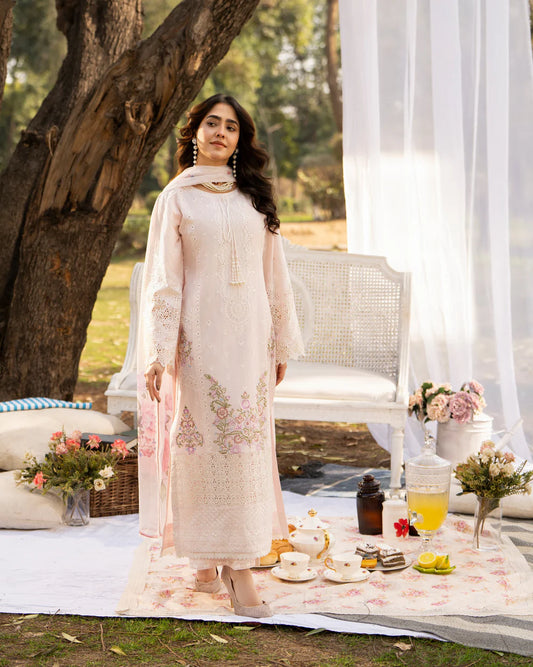 Pastel Pink Cut Work Embroidered Lawn Suit