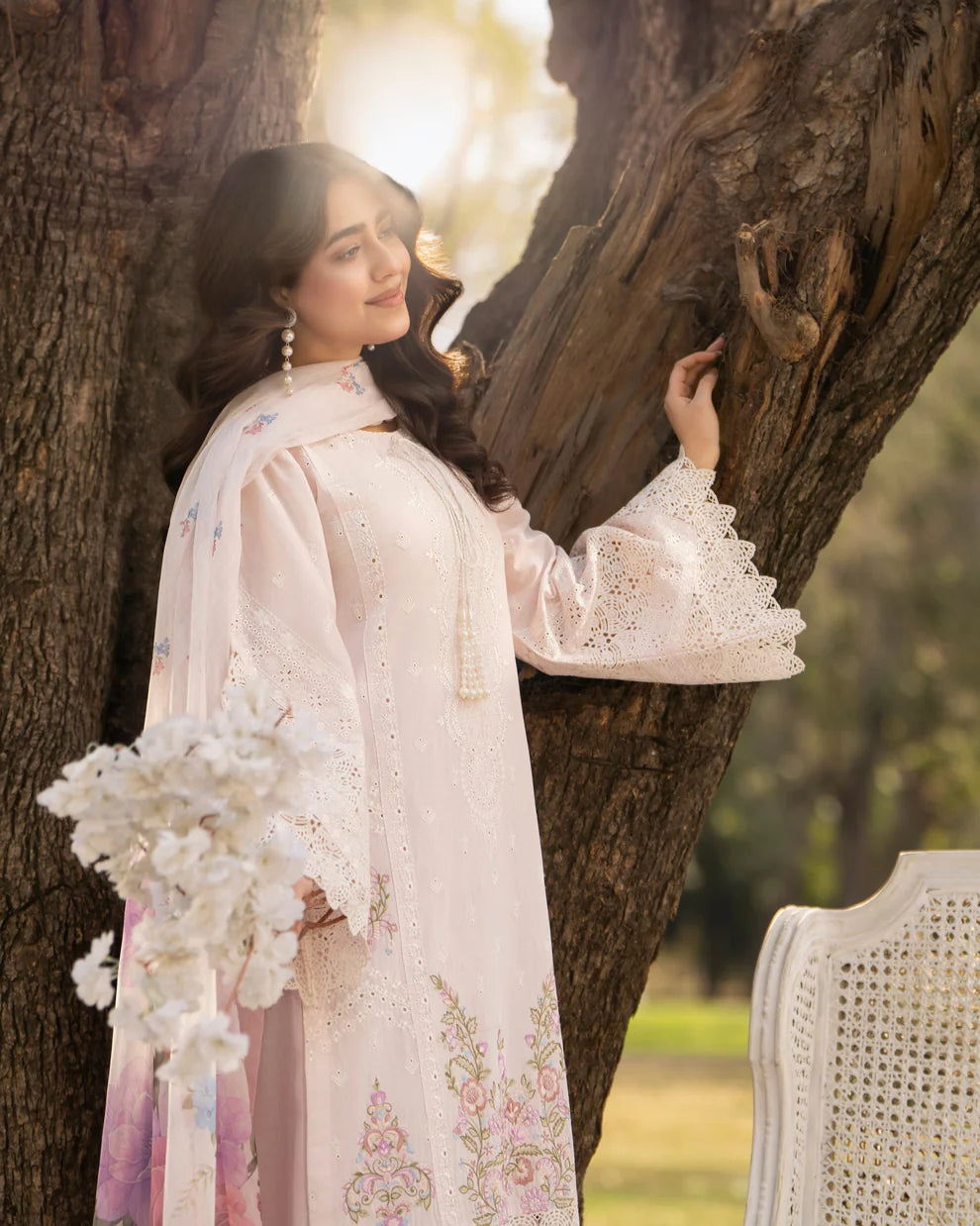 Pastel Pink Cut Work Embroidered Lawn Suit