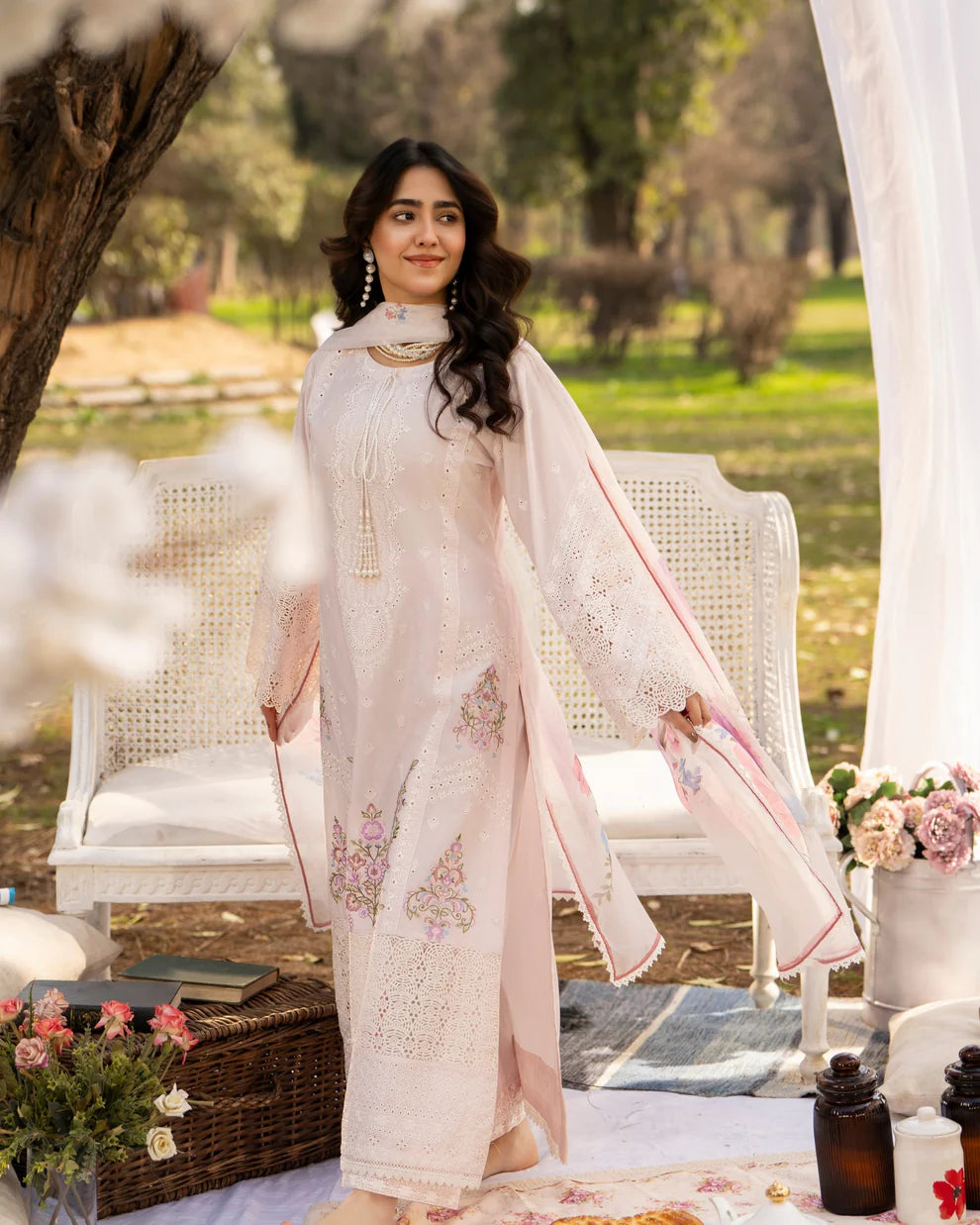 Pastel Pink Cut Work Embroidered Lawn Suit