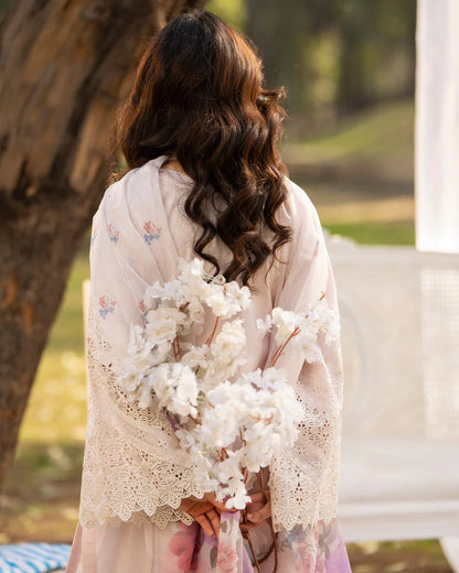 Pastel Pink Cut Work Embroidered Lawn Suit