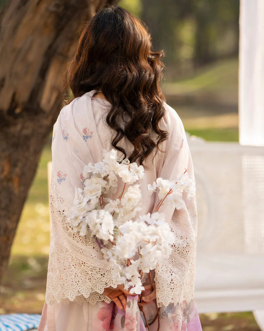 Pastel Pink Cut Work Embroidered Lawn Suit