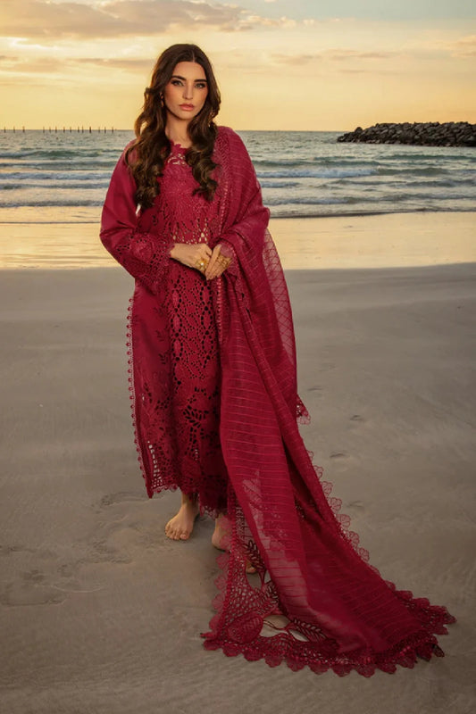 Maroon Heavy Chikankari Embroidered Lawn Suit